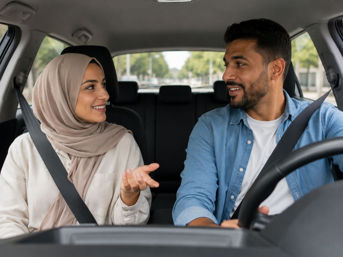 Stel in de auto, in gesprek